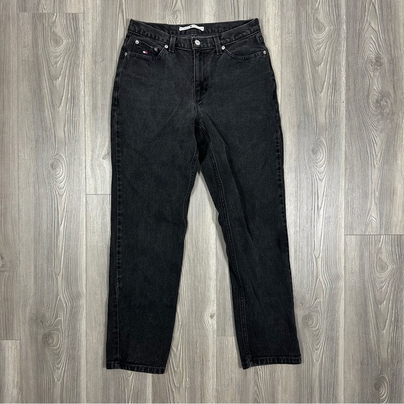 Vintage Tommy Hilfiger Black High Rise Straight Leg Jeans Women Size 8 2001 Y2K - Picture 1 of 6